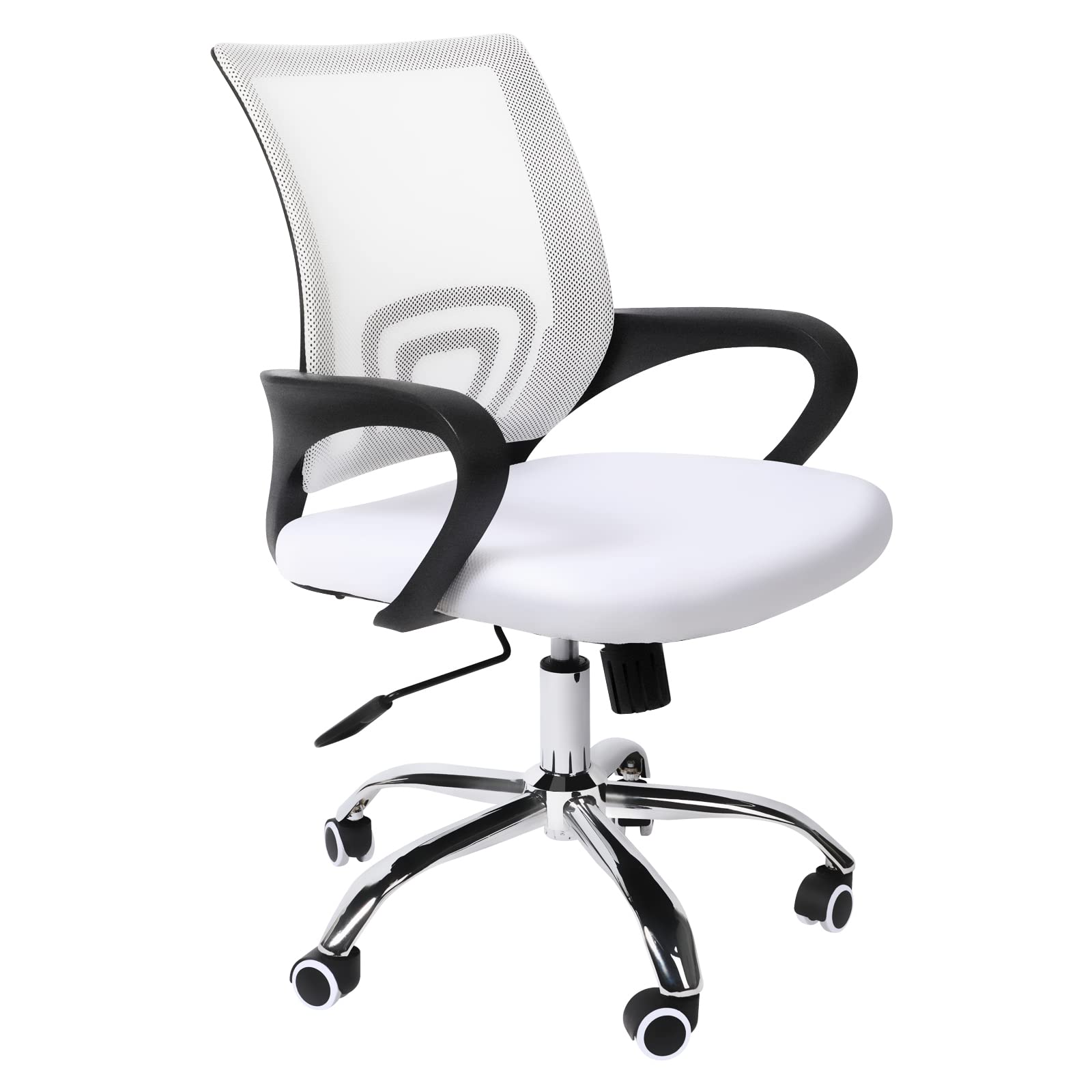 YSSOA Task Office Chair Ergonomic Mesh Computer Chair with Wheels and Arms and Lumbar Support Adjustable Height Study Chair for Students Teens Men Women for Dorm Home Office,White