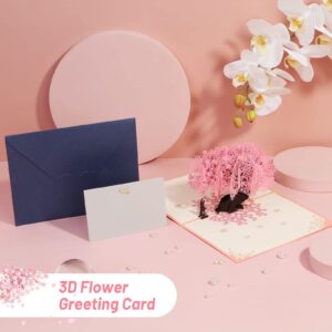 Shynek Cherry Blossom Pop Up Wedding Anniversary Card, 3D Love Card, Valentines Gift for Her, with Envelope and Blank Note