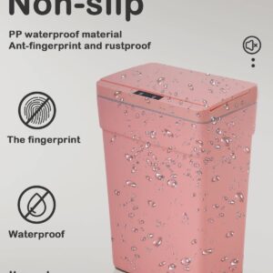 Trash Can 13 Gallon Plastic Automatic Trash Can with Lid for Bedroom Bathroom Home Office Garbage Can Trash Bin Touchless Trash Can Sensor Trash Can Electric Trash Can 50 Liter，Pink