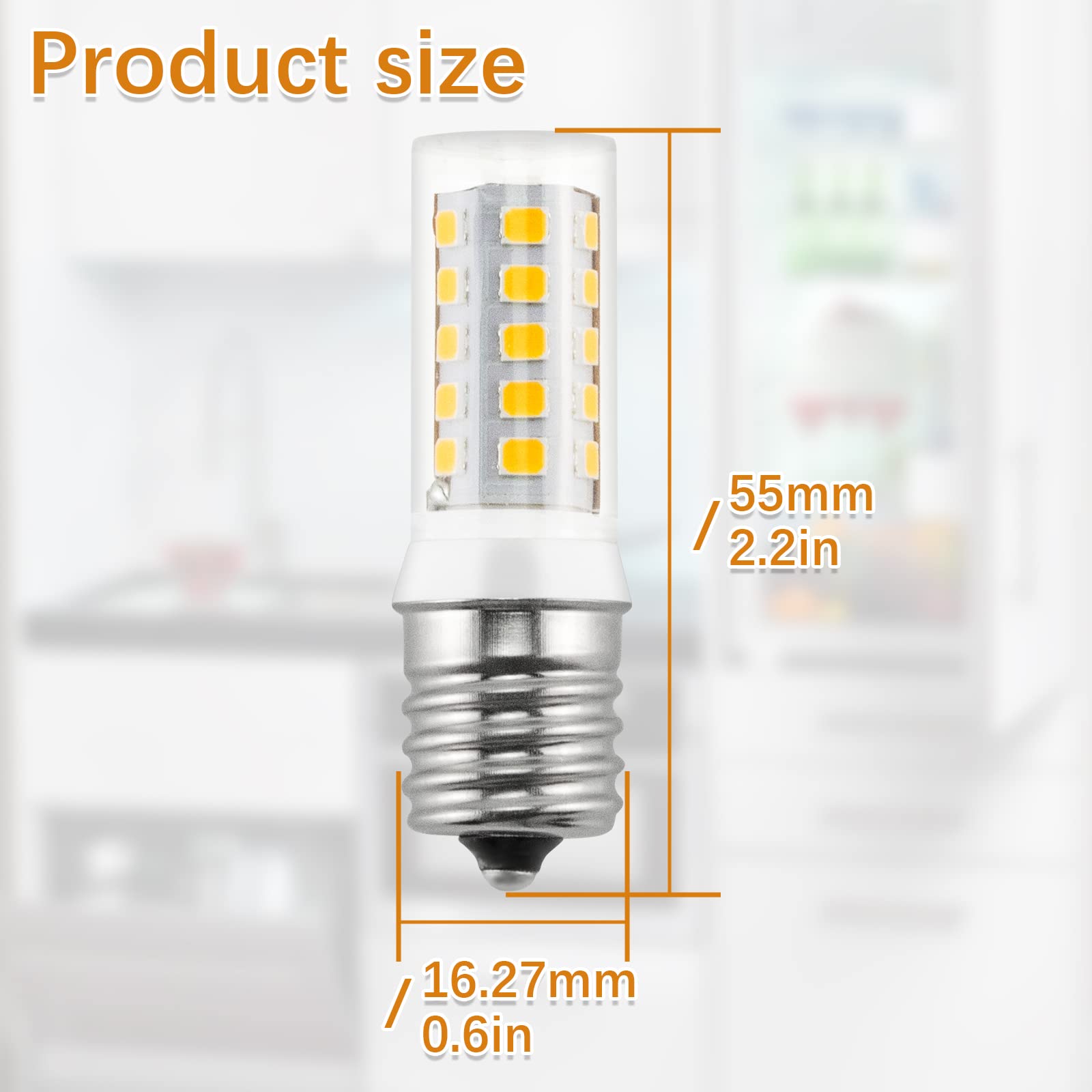 PANDEELS 5304517886 KEID28A KEL2811 Refrigerator Bulb, KEID28M E17 3W LED Freezer Light Bulbs Replaces KEI D28A, KEI D28M, KEL 2815, 5304498578, 241552807, 297114000 (AC100-130V,Pack of 2)