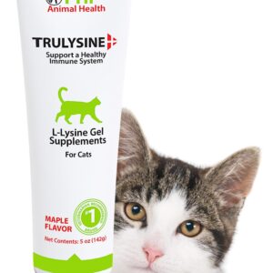 Trulysine Viralysine L-Lysine Gel Supplement for Cats, 5oz - Cats & Kittens of All Ages - Immune Health - Sneezing, Runny Nose, Squinting, Watery Eyes - Palatable Maple Flavor