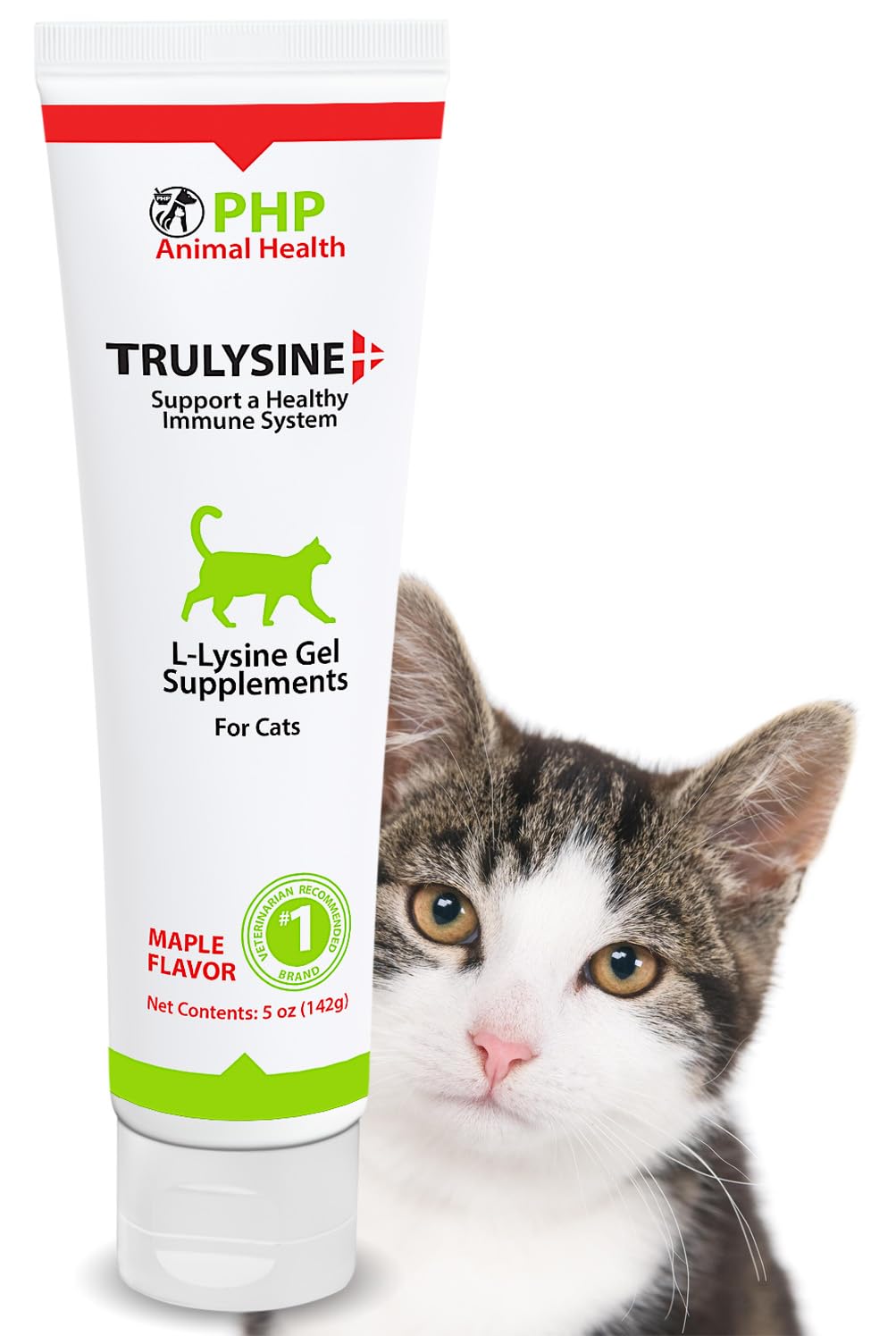 Trulysine Viralysine L-Lysine Gel Supplement for Cats, 5oz - Cats & Kittens of All Ages - Immune Health - Sneezing, Runny Nose, Squinting, Watery Eyes - Palatable Maple Flavor