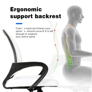 YSSOA Task Office Chair Ergonomic Mesh Computer Chair with Wheels and Arms and Lumbar Support Adjustable Height Study Chair for Students Teens Men Women for Dorm Home Office,White