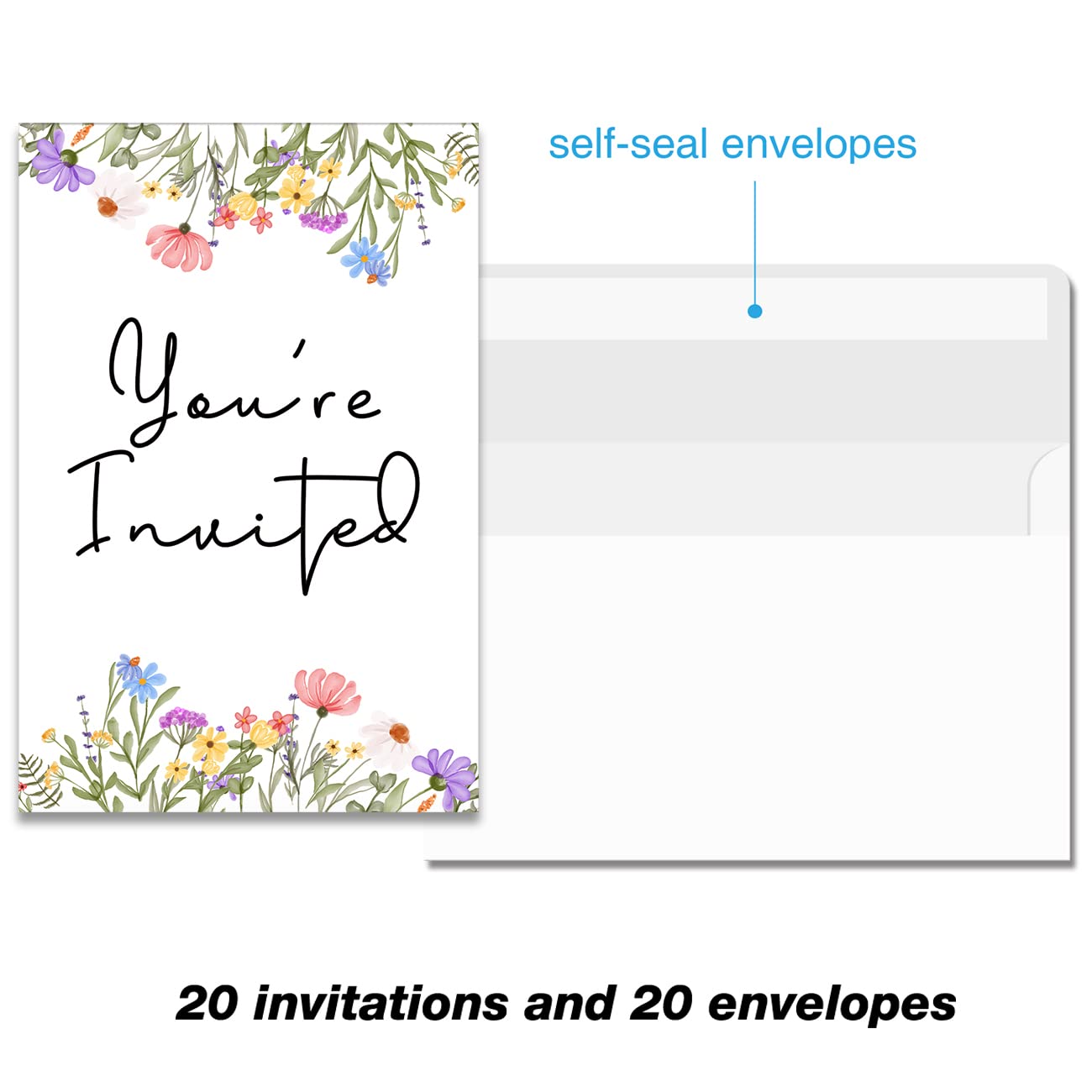 Wildflower Birthday Party Invitations with Envelopes Set of 20 Spring Summer Wildflower Birthday Party Invites Fill in Blank