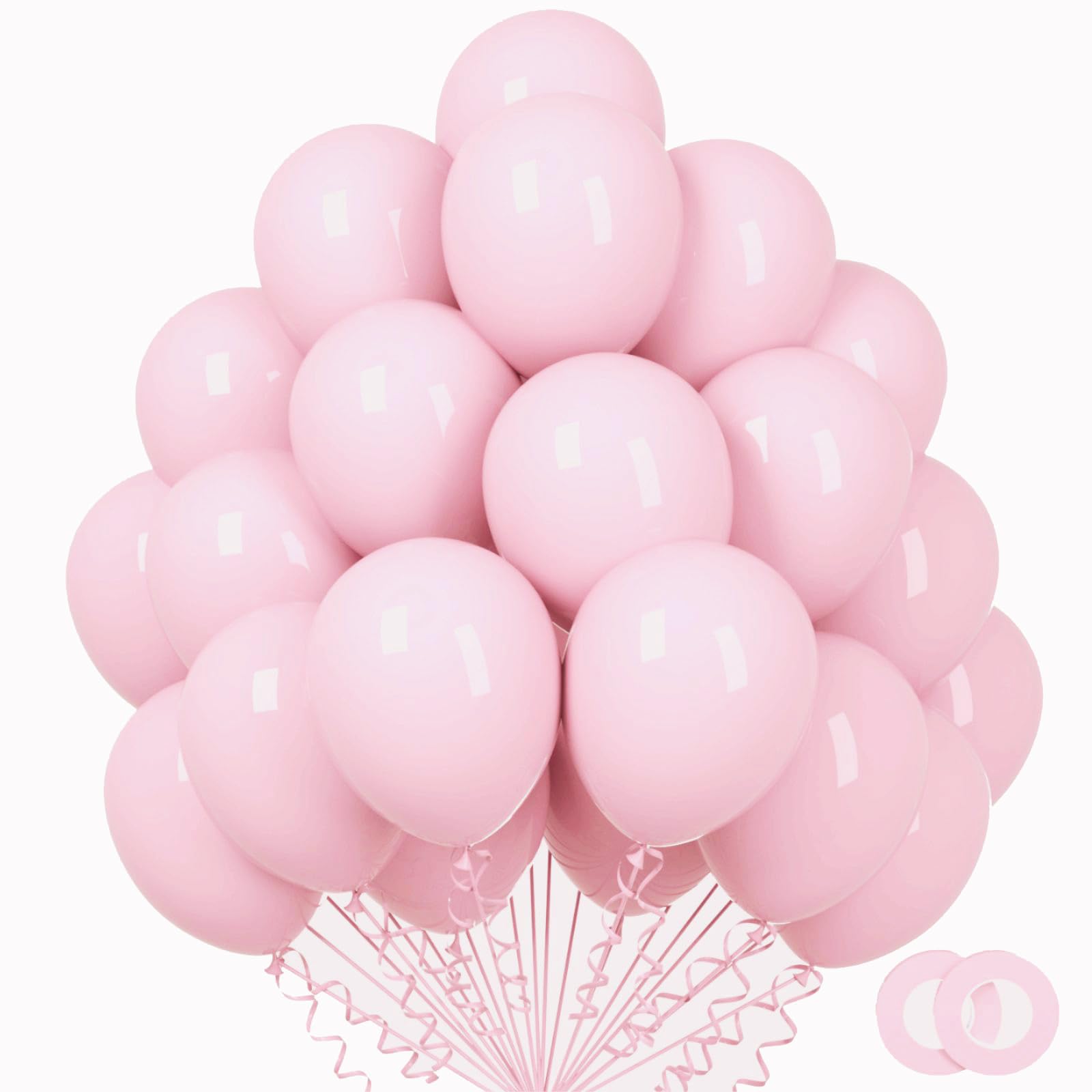 100pcs Pink Balloons,12 inch Latex Balloons, Thickened Pastel t Pink Party Balloons for Valentine’s Birthday Baby Shower Gender Reveal Wedding Party Decorations(With 2 Pink Ribbons)