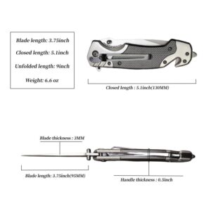 COHOMELARS 9'' Folding Pocket Knife,Tactical Multitool Knife with Stainless Steel Blade,G10 Handle with Glass Breaker,Pocket Clip,Liner Lock,Survival Knife,Sharp EDC Knife for Men