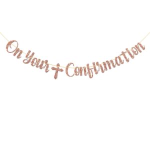 monmon & craft on your confirmation banner/engagement/bride to be banner/wedding/bachelorette party decorations supplies/rose gold glitter