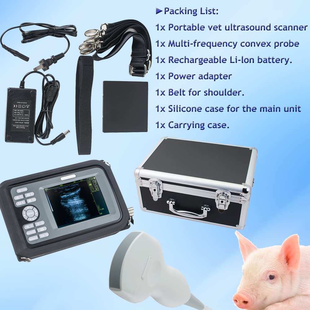 5.5 inch Portable Handheld Veterinary Scanner Machine with Convex Probe Animals Pet Pregnancy for Pigs, Sheep, Goats, Dogs