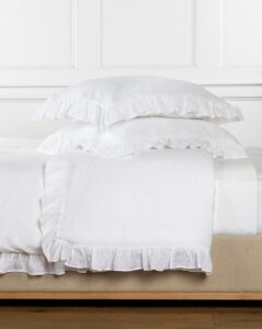 home bedding collection ruffle modern duvet cover set 3 piece with corner ties 100% cotton 600 thread count 1 duvet cover (68x90 inches) 2 pillow shams (20x30 inches) twin xl size/white