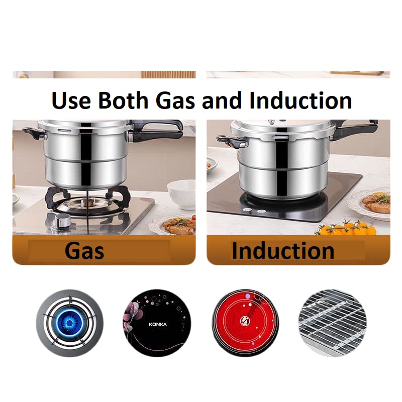 9.5 Quart Pressure Cooker Aluminum Alloy with Multiple Safety - Double Option Gas and Induction 26CM = 9 Liter + Extra Gasket