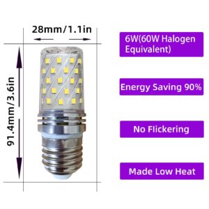 LIENNGKE 6 Pack E26 LED Light Bulbs 60w Halogen Equivalent Daylight White 6000K Dimmable 6w 600Lm AC 110V 120V 130V Medium Screw Base T10 Corn Bulb