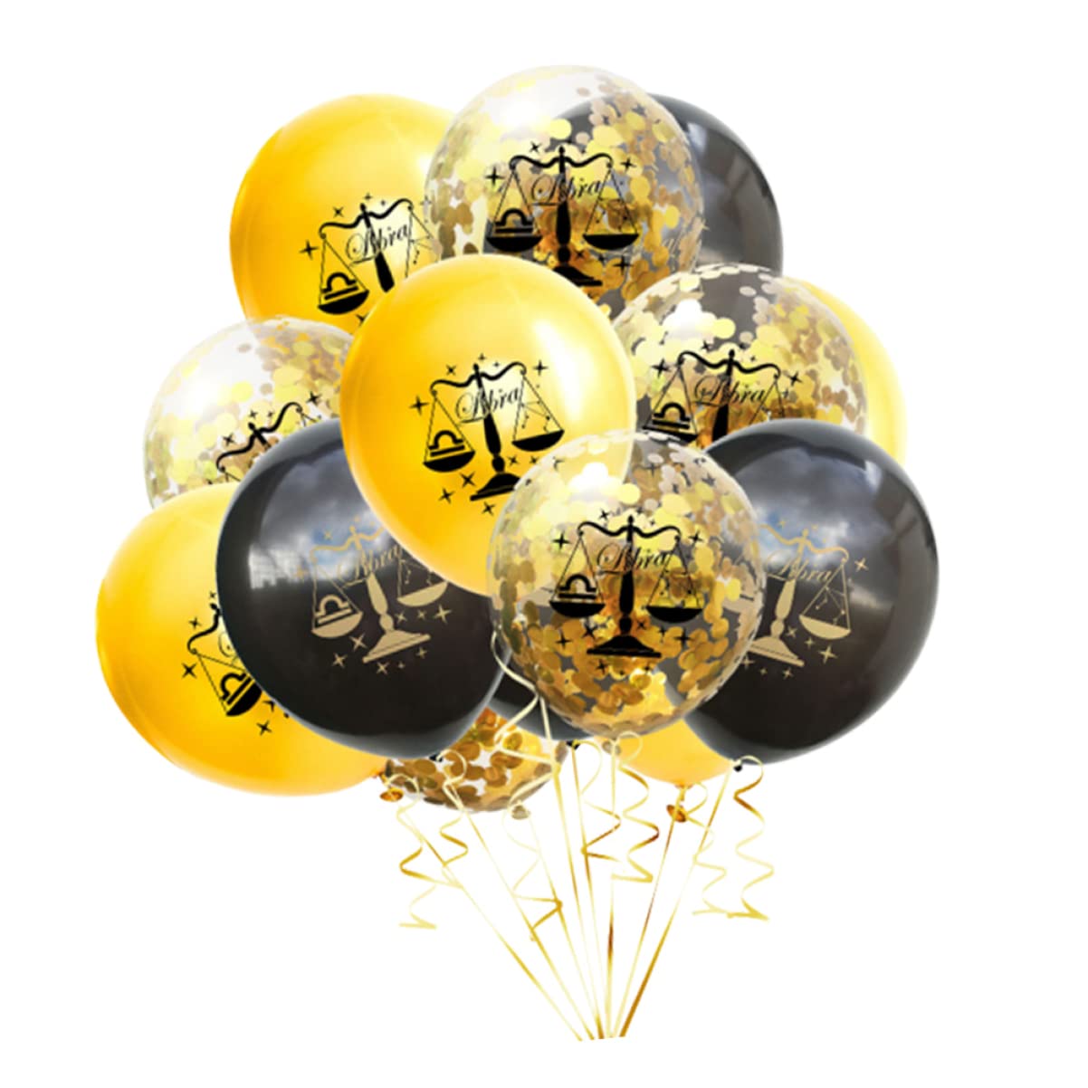 jojofuny Zodiac Wedding Graduation Supplies Black Party- Christmas Theme for Decorative Layout Balloon Prop, Decorations Xxcm, Pattern Golden Birthdayblack Ballons Libra Balloon, Sequins