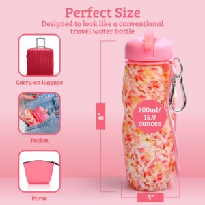 Lisha Portable Travel Bidet, Peri Bottle, Rolls-Up Compactly for Discreet Carry, Silicone Bidet Bottle with Leakproof Lid, Dust Bag and Clip (16.9 oz Capacity)