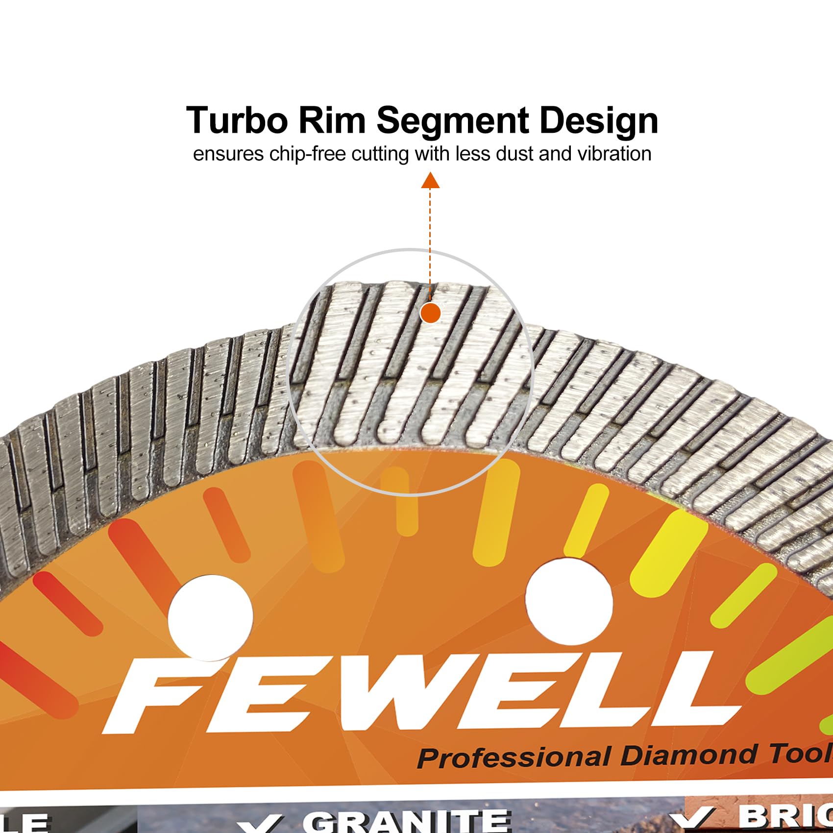 FEWELL 4Inch Super Thin Diamond Ceramic Saw Blade,Turbo Blade Cutting disc for Porcelain,Ceramic Tile Granite Brick and Concrete 105x10x22.23mm (1-Pack)