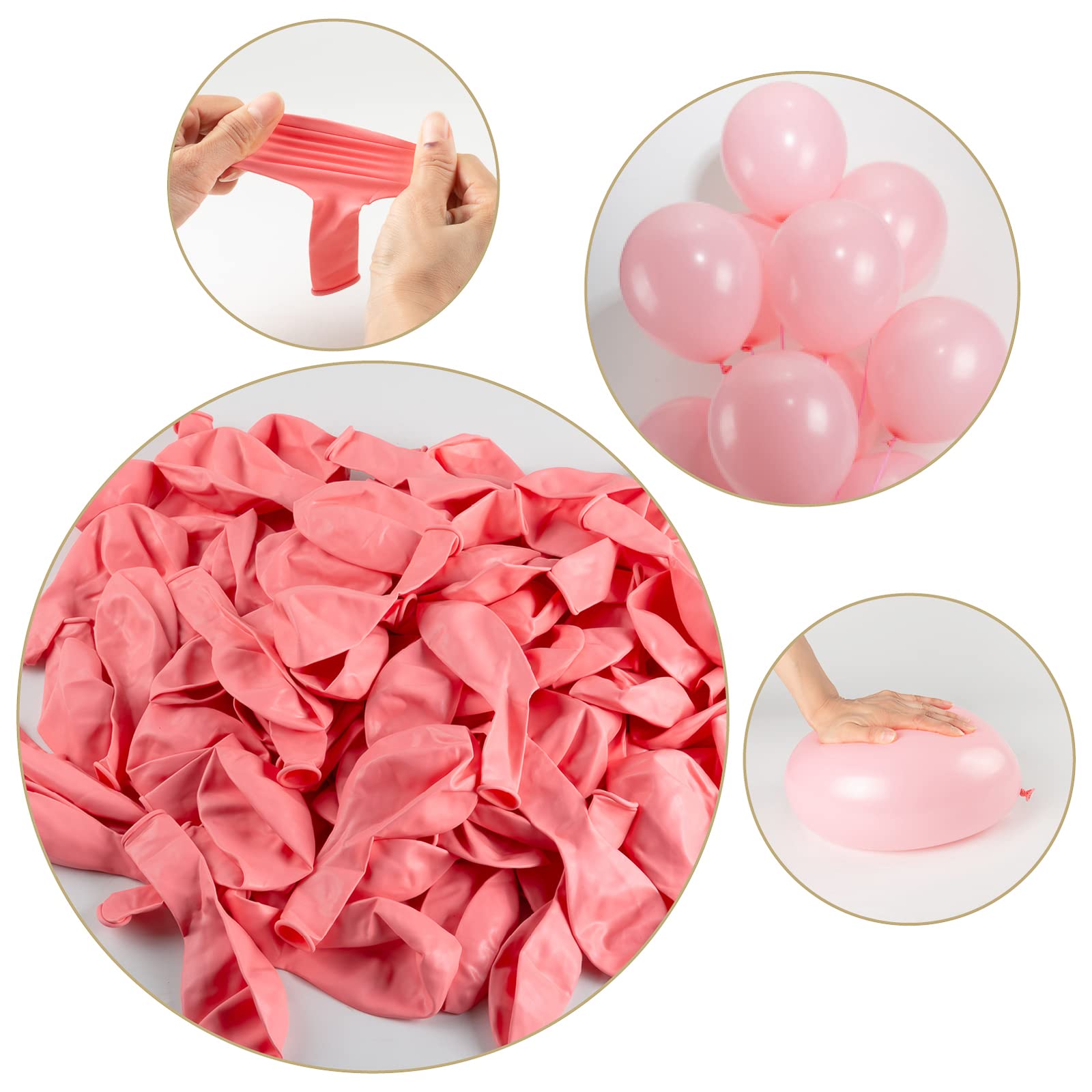 100pcs Pink Balloons,12 inch Latex Balloons, Thickened Pastel t Pink Party Balloons for Valentine’s Birthday Baby Shower Gender Reveal Wedding Party Decorations(With 2 Pink Ribbons)