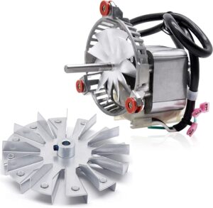 criditpid replacement 3-21-08639 combustion blower motor for harman p68, p43, p61, p61a, accentra 52i, advance, p38 pellet stoves, with 3-20-502221 double paddle fan blade.