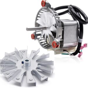 Criditpid Replacement 3-21-08639 Combustion Blower Motor for Harman P68, P43, P61, P61A, Accentra 52i, Advance, P38 Pellet Stoves, With 3-20-502221 Double Paddle Fan Blade.