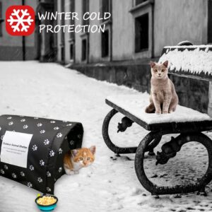 Size L Cats Shelter Big for 3 Adult Cats Outdoor Feral Cat House for Winter, Waterproof and Warm Cat House Outdoor Insulated,Foldable Cotton Filled Thicken Stray Cats Dogs Tent Shelter (Blue Bowl)