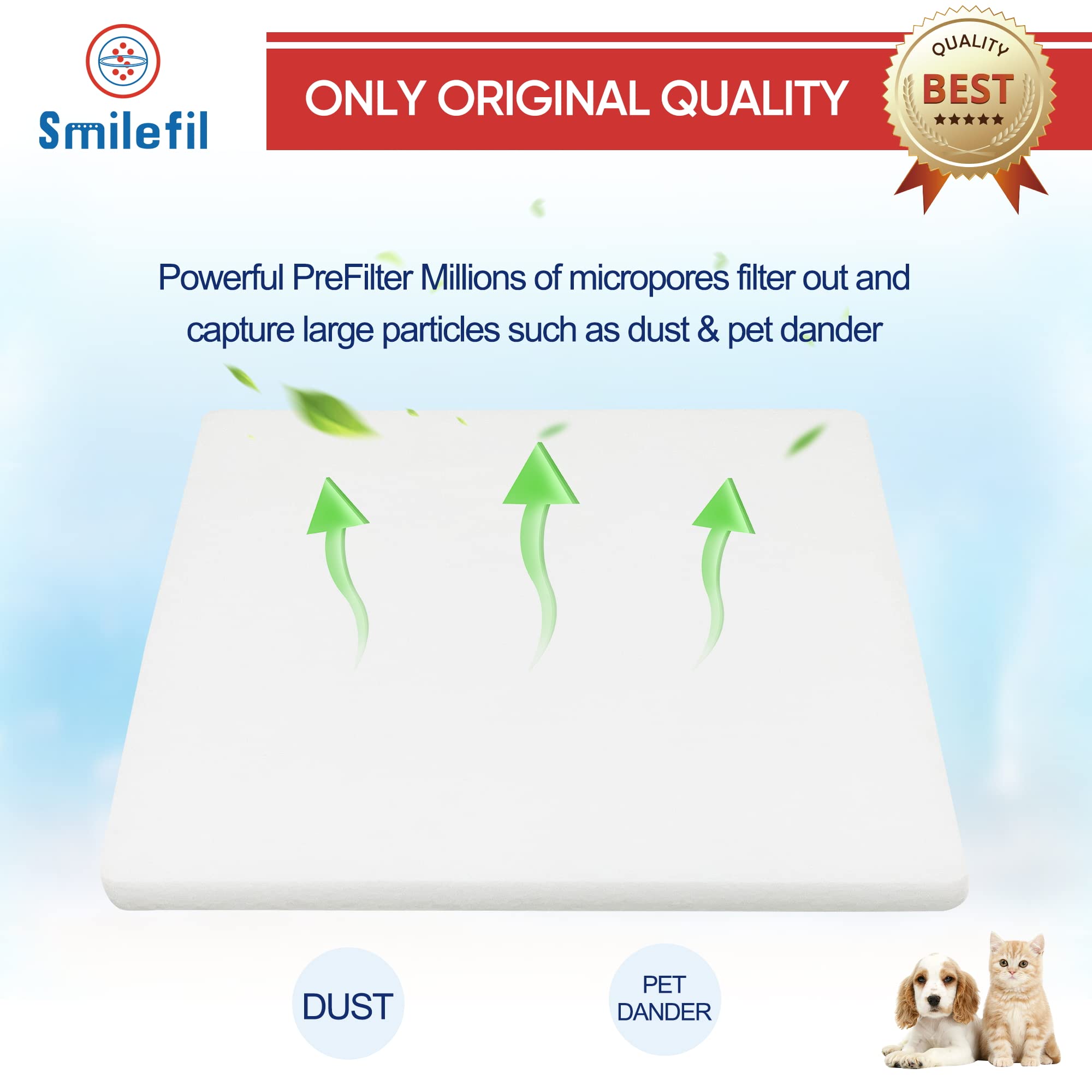 Smilfil 5 Pack PF40 Replacement Pre-Filter Pads Compatible with IQAir PF40 Coarse Dust Pre-Filtration Air Purifier