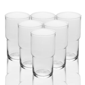 LEMONSODA Modern Iced Coffee Glasses - Stackable Crystal Clear Cups For Any Drink - Water, Coffee, Tea, Expresso, Smoothies - Quality Glassware - Dishwasher Safe - Housewarming Gifts (Set of 6-21oz)