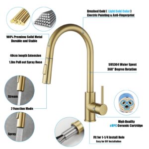 601&SS601 Gold Kitchen Faucet with Pull Down Sprayer and Gold Drinking Water Faucet