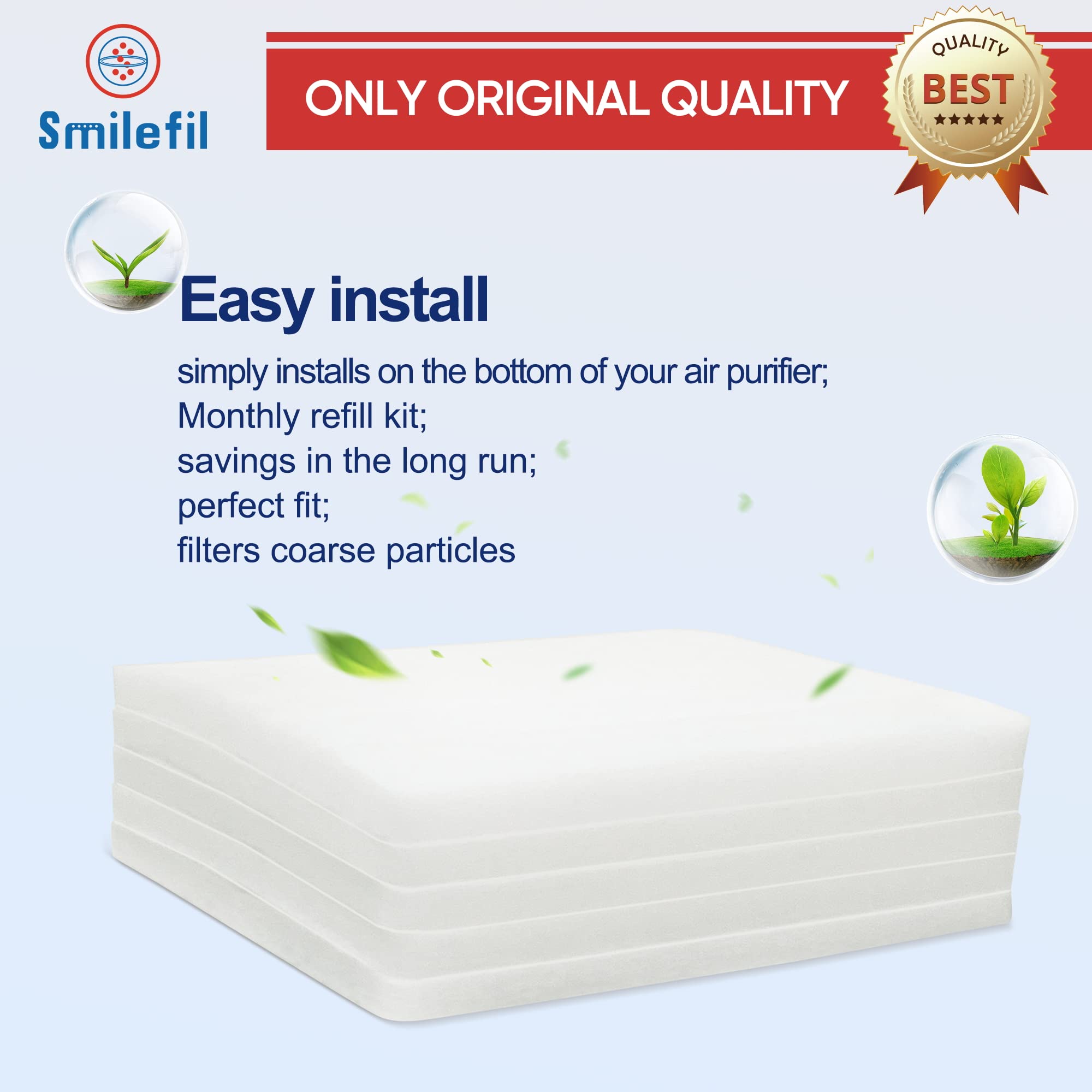 Smilfil 5 Pack PF40 Replacement Pre-Filter Pads Compatible with IQAir PF40 Coarse Dust Pre-Filtration Air Purifier