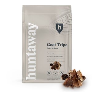 huntaway goat tripe treats for dogs - 1 pack of 3oz of single ingredient goat tripe dog treats for training and sensitive stomach support