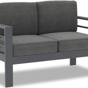 Vakollia Modern Aluminum Outdoor Patio Loveseat 2 seat Sofa with Olefin Cushions