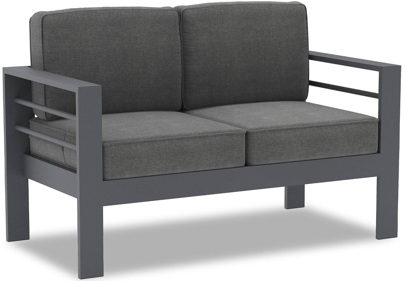 Vakollia Modern Aluminum Outdoor Patio Loveseat 2 seat Sofa with Olefin Cushions