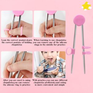 LLMSIX 2 Pairs Kids Chopsticks Training Sailor Moon Chopsticks Reusable Metal Training Chopsticks Chopsticks Stainless Steel Learning Chopstick Helper for Children Adults Learning and Training