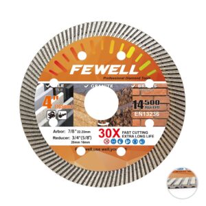 fewell 4inch super thin diamond ceramic saw blade,turbo blade cutting disc for porcelain,ceramic tile granite brick and concrete 105x10x22.23mm (1-pack)