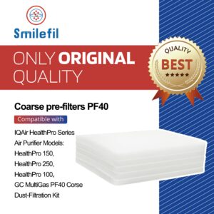 Smilfil 5 Pack PF40 Replacement Pre-Filter Pads Compatible with IQAir PF40 Coarse Dust Pre-Filtration Air Purifier