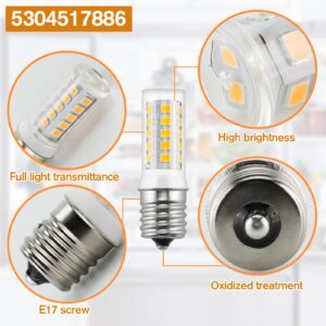 PANDEELS 5304517886 KEID28A KEL2811 Refrigerator Bulb, KEID28M E17 3W LED Freezer Light Bulbs Replaces KEI D28A, KEI D28M, KEL 2815, 5304498578, 241552807, 297114000 (AC100-130V,Pack of 2)