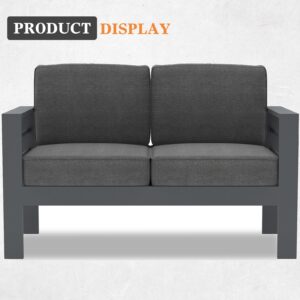 Vakollia Modern Aluminum Outdoor Patio Loveseat 2 seat Sofa with Olefin Cushions