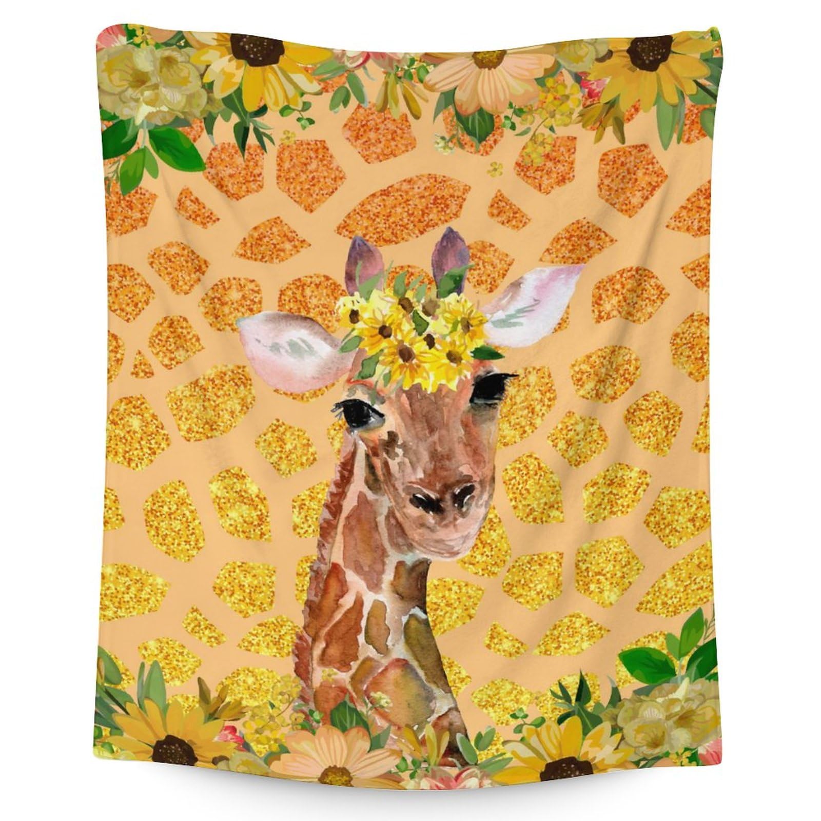 Giraffe Blanket Gifts - 40x50 Inches Aesthetic Throw Blanket for Girls & Boys - Orange Soft Fuzzy Plush Blankets for Decor