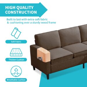 CECER Convertible Sectional Sofa Couch, 3-seat L-Shaped Couch with Storage Ottoman, Couches with Linen Fabric, Chasie Lounge for Small Space-Apartment/Upstairs Loft/Living Room (Coffee)