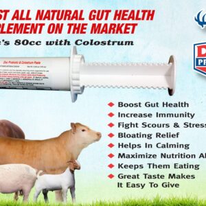 Doc Probiotics 80cc Colostrum Paste Prebiotics and Live Micro Encapsulated Livestock Probiotics Goats, Cows, Horses Sheep, Pigs, Deer