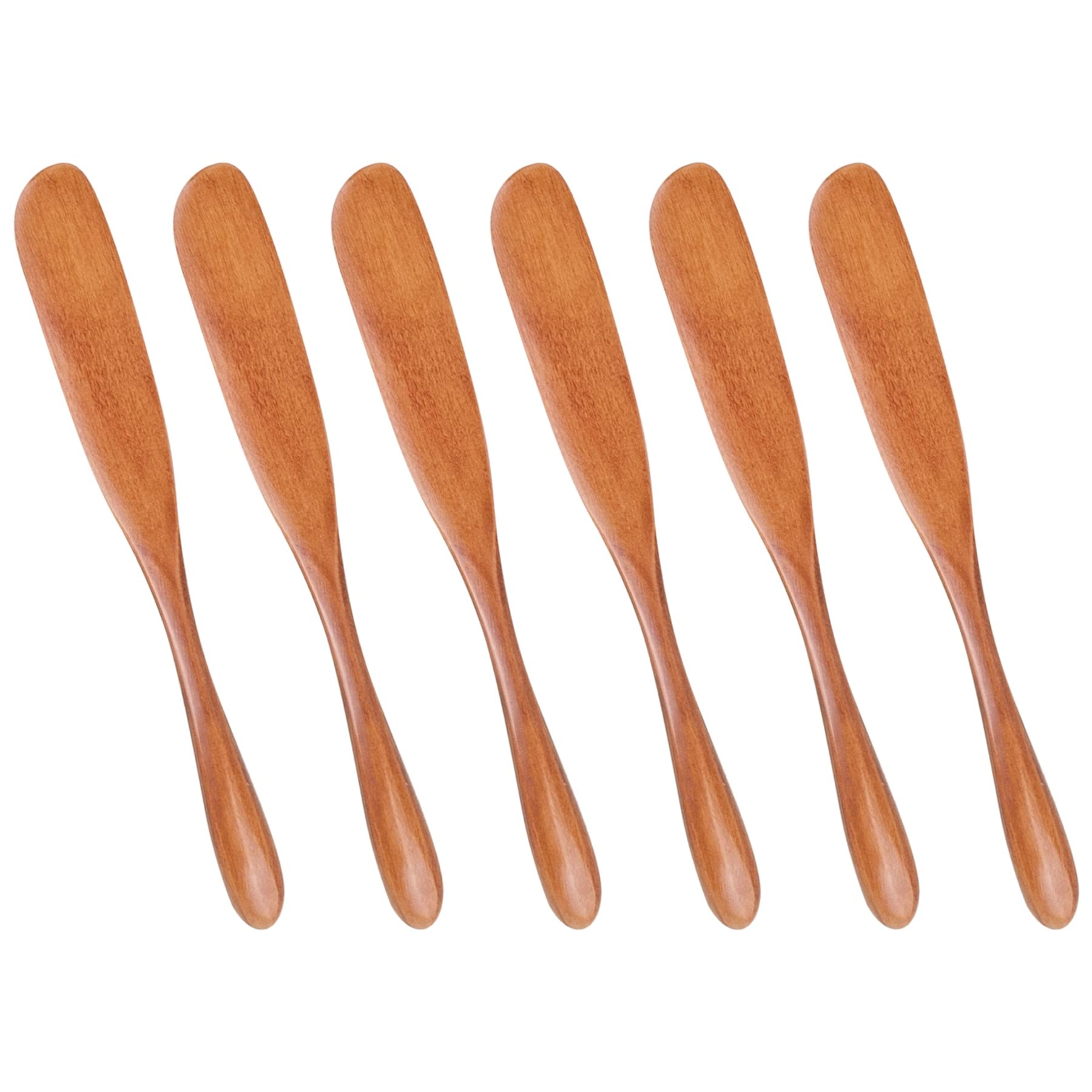 Framendino, 6 Pack Wooden Butter Spreaders Super Handy Peanut Butter and Jelly Spreader Brown