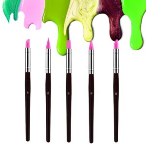 sdanart professional silicone rubber tip paint pens brushes，5pcs silicone paint brush，silicon color shapers brushes，rubber paint brush，silicone artist brushes，flexible clay sculpture tools （size 8）