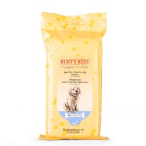 burt's bees for pets puppy wipes - puppy & dog wipes for cleaning and grooming - tearless solution - cruelty free, formulated without sulfates and parabens, ph balanced for dogs - 50 count