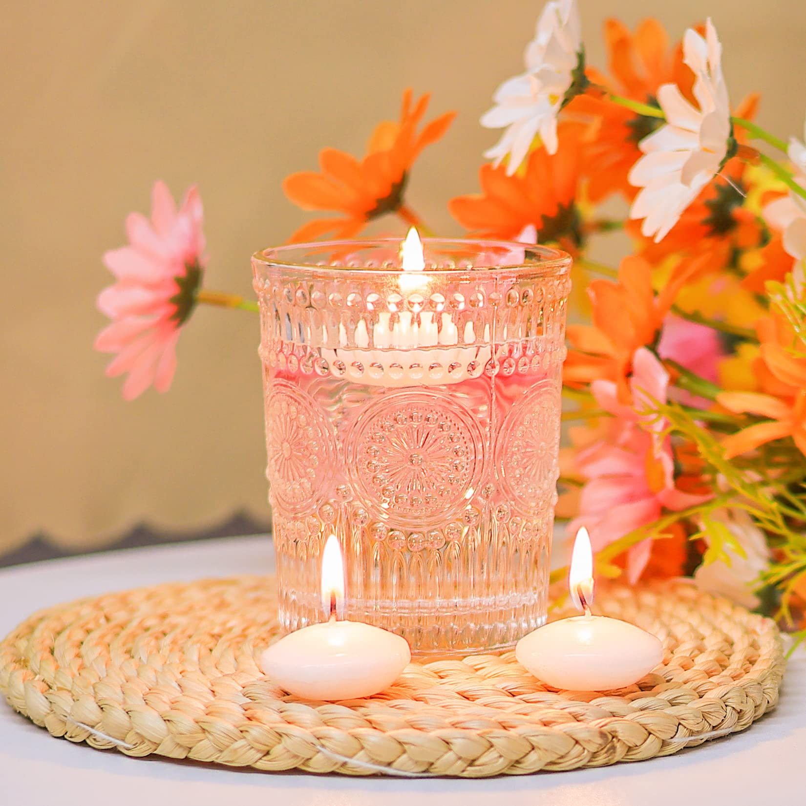 20 Pcs Floating Candles Centerpieces, 1.5 Inch Unscented Floating Candles Small Decoration, Floating Candles Vases for Valentine's Day, Thanksgiving, Wedding, Holiday, Parties and Home Decor