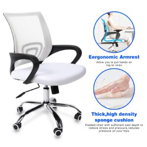 YSSOA Task Office Chair Ergonomic Mesh Computer Chair with Wheels and Arms and Lumbar Support Adjustable Height Study Chair for Students Teens Men Women for Dorm Home Office,White