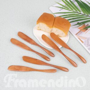 Framendino, 6 Pack Wooden Butter Spreaders Super Handy Peanut Butter and Jelly Spreader Brown