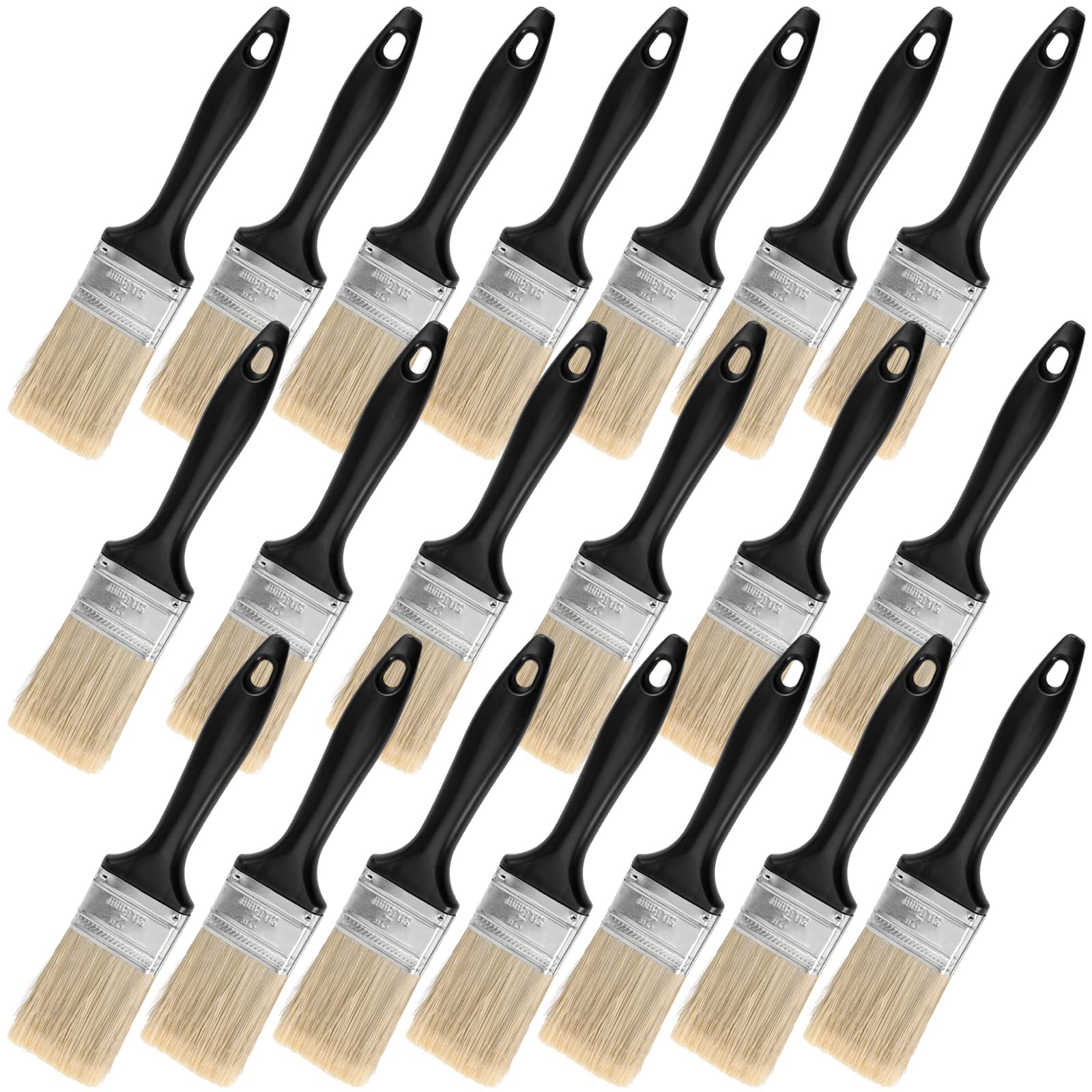 HOZEON 20 Packs 2 Inch Paint Brushes, Wall Paint Brushes, Stain Brushes Trim Paint Brushes for Wall Trim, Furniture, Fences, Deck, and DIY Paint Black