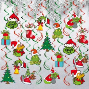 grinch party decoration merry christmas grinch hanging swirl ceiling decor grinchmas birthday party supplies 44 pcs