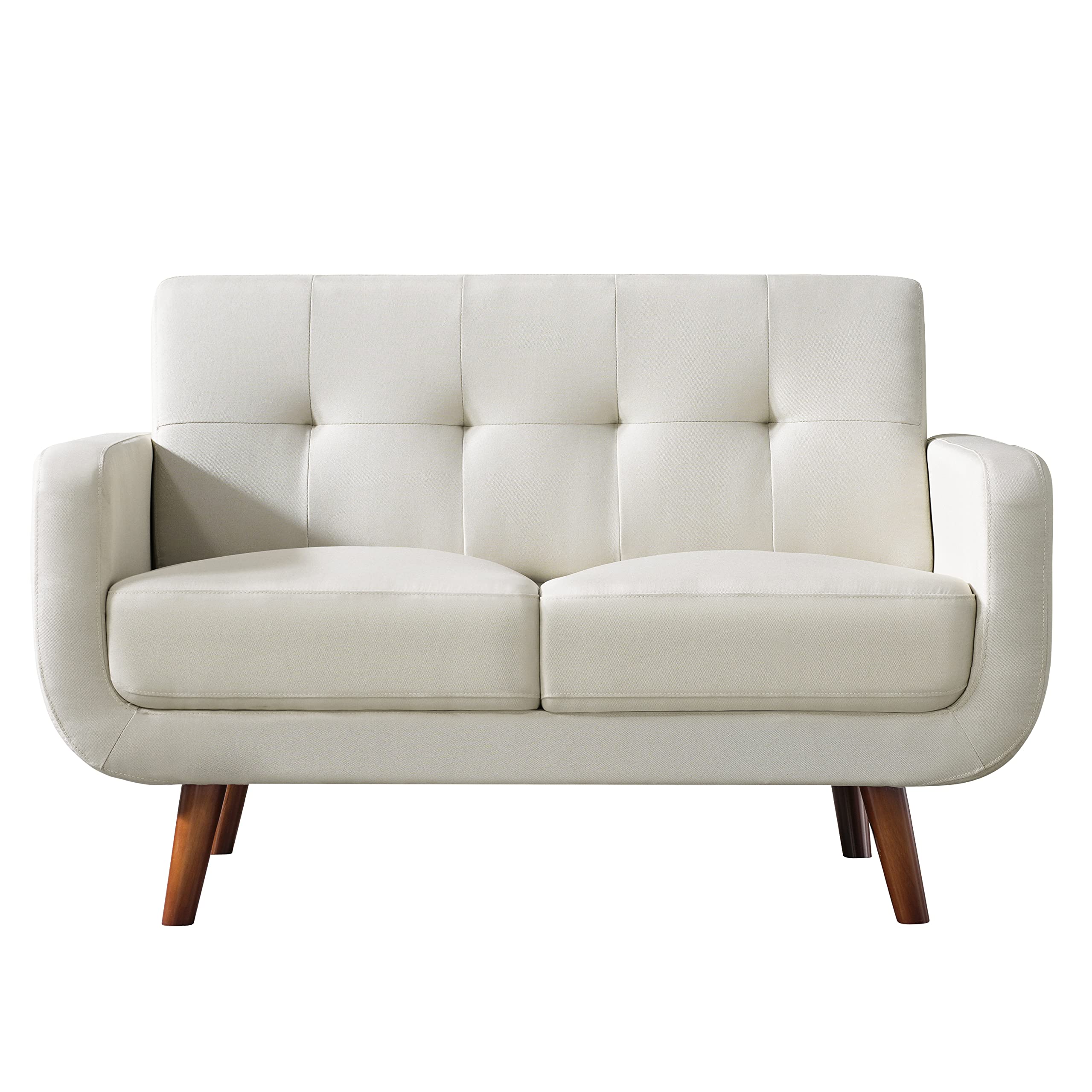 Husbedom 51 Inches Loveseat Sofa, Mid-Century Modern Mini Couch with Tufted Back for Small Living Room, Bedroom,Apartment, Dorm,Track Arms, Wooden Legs, Easy Assembly, Beige