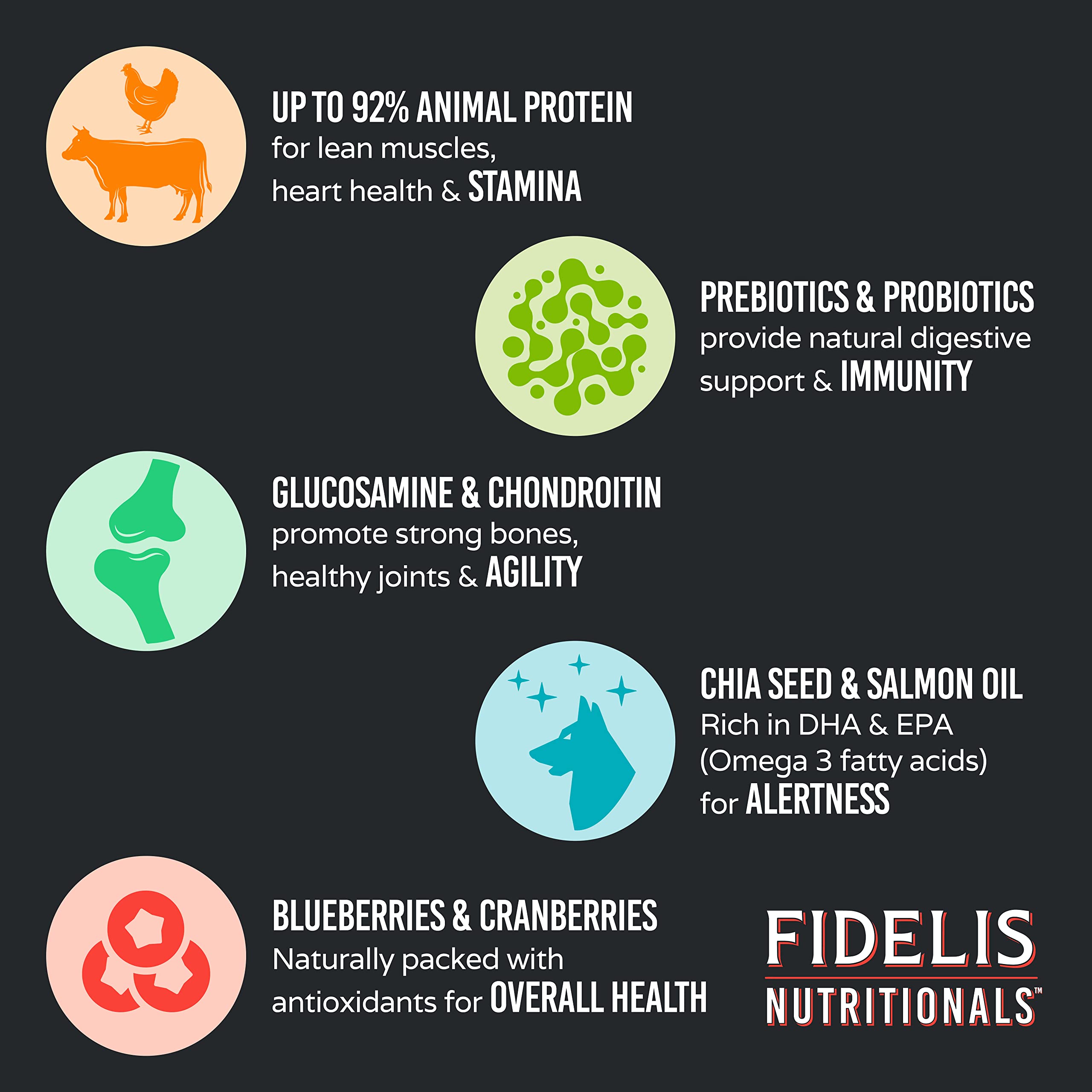 FIDELIS High Protein Grain-Free Freeze-Dried Raw Dog Food, Mixer, Animal Protein, Omega 3, Glucosamine, Cranberries, Blueberries, Active Dogs Small & Large, Adult & Puppy, Made in USA, Beef, 8 oz