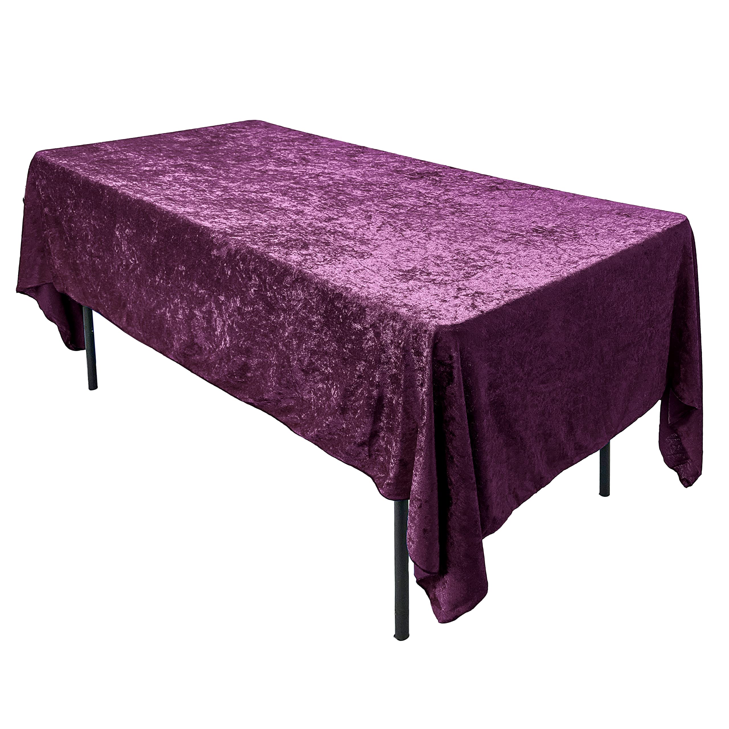 AK TRADING CO. Lush Panne Velvet Tablecloth - 60 x 102 Inch Rectangular Table, Plum