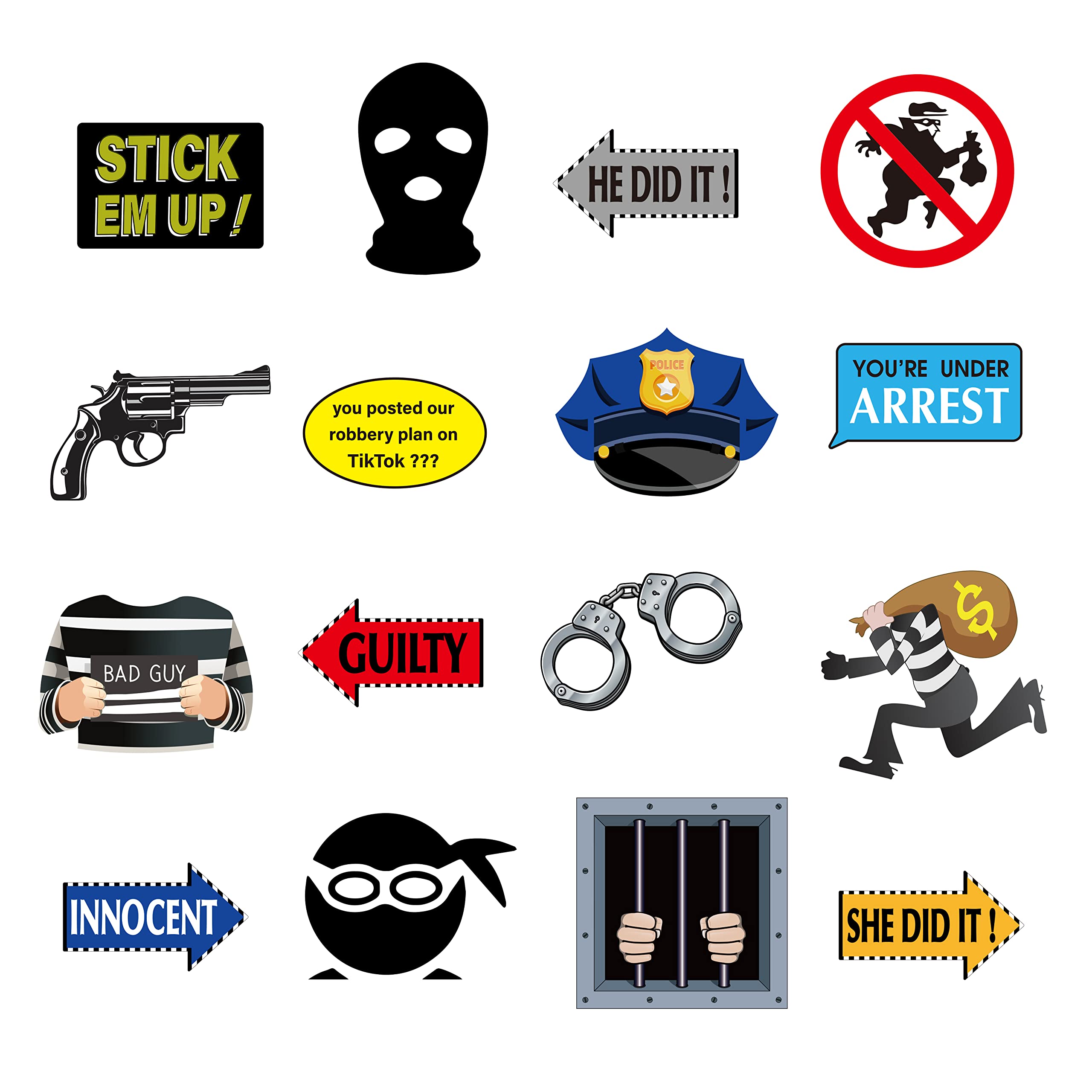 Policeman and Thieves Robbers Themed Photo Booth Props Fun Cops Police Officer Party Supplies Police Birthday Party Pretend Play Party Game for Kids Role Play Graduation Baby Shower Favors