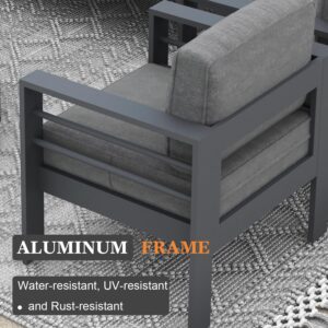 Vakollia Modern Aluminum Outdoor Patio Loveseat 2 seat Sofa with Olefin Cushions